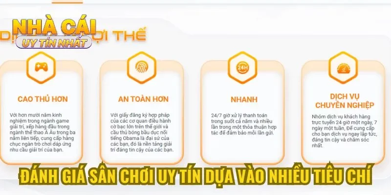 Đánh giá sân chơi uy tín dựa vào nhiều tiêu chí