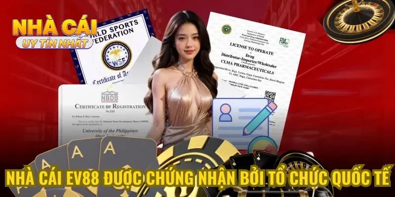 Nhà cái EV88 được chứng nhận bởi tổ chức quốc tế